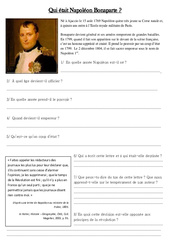 Qui était Napoléon Bonaparte Histoire - Les Temps Modernes cm1-cm2 cycle3 - PDF à imprimer