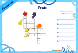 Fruits - CE1 - CE2 - Mots fléchés - Lexique / vocabulaire - Crosswords - PDF à imprimer
