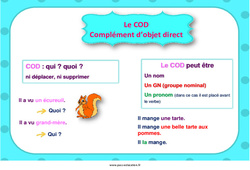 Le COD : complément d’objet direct - Cycle 3 - Affiche - PDF à imprimer