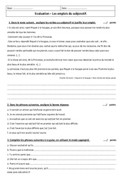 Emplois du subjonctif - 3ème - Contrôle  - PDF à imprimer