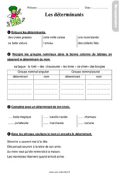 Les déterminants – Ce1 – Étude de la langue – Exercices avec les corrigés - PDF à imprimer