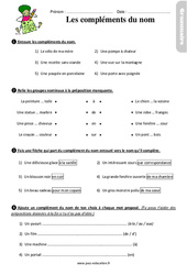 Les compléments du nom – Ce2 – Étude de la langue – Exercices avec les corrigés - PDF à imprimer