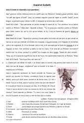 David et Goliath - 6ème - Récit biblique - Lecture - PDF à imprimer