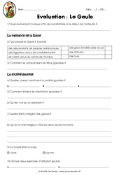 La Gaule - Ce2 - Cm1 - Evaluation - Bilan - Antiquité - PDF à imprimer