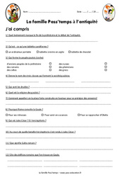 La famille Pass’temps à l’antiquité - Ce2 - Cm1 - Questionnaire sur le diaporama - PDF à imprimer