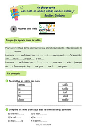 Les mots en ail(le) eil(le) euil(le) ouil(le) – Ce1 – Soutien scolaire pour les élèves en difficulté - PDF à imprimer