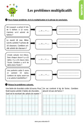 Les problèmes multiplicatifs au Ce1 - Exercices, révisions - PDF à imprimer