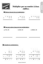 Multiplier un entier par un nombre à deux chiffres au Cm2 - Exercices, révisions - PDF à imprimer