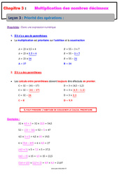 Priorité des opérations - 6ème - Séquence complète - Multiplication des nombres décimaux