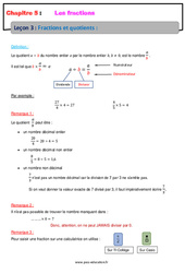 Fractions et quotients - 6ème - Séquence complète - Les fractions