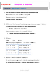 Division euclidienne - 4ème - Révisions - Multiples et diviseurs - Exercices avec correction - PDF à imprimer