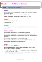 Multiples et diviseurs - 4ème - Cours - PDF à imprimer