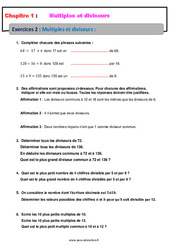 Multiples et diviseurs - 4ème - Révisions - Exercices avec correction - PDF à imprimer