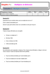 Multiples et diviseurs - 4ème - Evaluation, bilan, contrôle avec la correction - PDF à imprimer