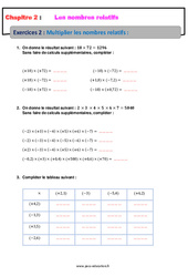 Multiplier les nombres relatifs - 4ème - Révisions - Exercices avec correction - PDF à imprimer