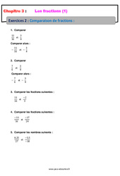 Comparaisons de fractions - 4ème - Révisions - Exercices avec correction - PDF à imprimer