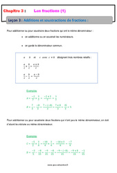 Additions et soustractions de fractions - 4ème - Cours
