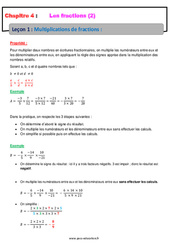 Multiplications de fractions - 4ème - Cours - PDF à imprimer