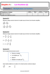 Multiplications de fractions - 4ème - Evaluation, bilan, contrôle avec la correction