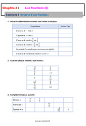 Inverse d’une fraction - 4ème - Révisions - Exercices avec correction - PDF à imprimer