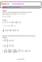 Division de fractions - 4ème - Cours - PDF à imprimer