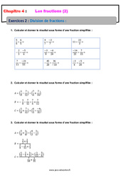 Division de fractions - 4ème - Révisions - Exercices avec correction