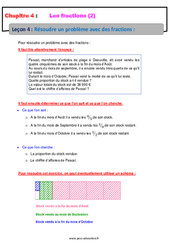 Résoudre un problème avec les fractions - 4ème - Cours - PDF à imprimer