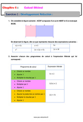 Développement Réduction - 4ème - Révisions - Calcul littéral - Exercices avec correction - PDF à imprimer
