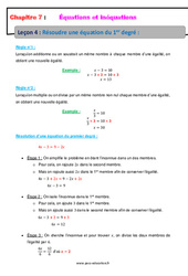 Résoudre une équation du 1er degré - 4ème - Équations et inéquations - Cours