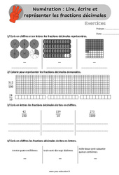 Lire, écrire et représenter les fractions décimales - Exercices pour le Cm1 / Cm2 - PDF à imprimer