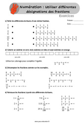 Utiliser différentes désignations des fractions - Exercices pour le Cm1 / Cm2 - PDF à imprimer
