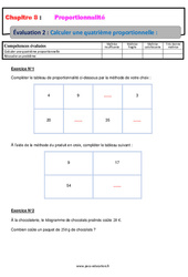 Calculer une quatrième proportionnelle - 4ème - Evaluation, bilan, contrôle avec la correction - PDF à imprimer