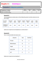 Moyenne pondérée - 4ème - Evaluation, bilan, contrôle avec la correction sur les statistiques - PDF à imprimer