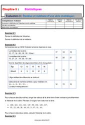 Étendue et médiane d’une série statistique - 4ème - Evaluation, bilan, contrôle avec la correction - PDF à imprimer