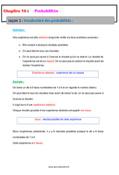 Vocabulaire des probabilités - 4ème - Cours - PDF à imprimer