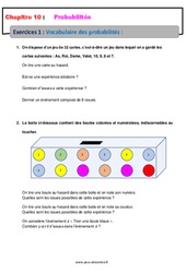 Vocabulaire des probabilités - 4ème - Révisions - Exercices avec correction - PDF à imprimer