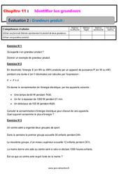 Grandeurs Produit - 4ème - Evaluation, bilan, contrôle avec la correction - PDF à imprimer