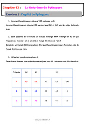L’égalité de Pythagore - 4ème - Révisions - Exercices avec correction - PDF à imprimer