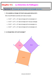 Prouver qu’un triangle est rectangle ou non - 4ème - Révisions - Exercices avec correction sur le théorème de Pythagore - PDF à imprimer