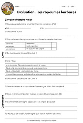 Royaumes barbares de Clovis à Charlemagne - Cm1 - Evaluation - PDF à imprimer