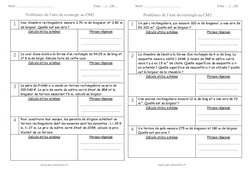 Aire du rectangle - Cm2 - Problèmes - PDF à imprimer