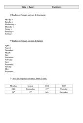 Date et heure - Ce2 - Cm1 - Cm2 - Exercices - Anglais - Cycle 3 (1) - PDF à imprimer