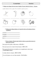 Nourriture en anglais - Ce2 - Cm1 - Cm2 - Exercices - Anglais - Cycle 3 (1) - PDF à imprimer