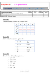 Calculer avec les grands nombres et les petits nombres - 4ème - Evaluation, bilan, contrôle avec la correction - PDF à imprimer