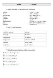 Dans la maison - Ce2 - Cm1 - Cm2 - Exercices - Anglais - Cycle 3  (2) - PDF à imprimer
