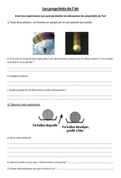Propriétés de l'air - Cm1 - Cm2 - Exercices - Sciences - Cycle 3 - PDF à imprimer