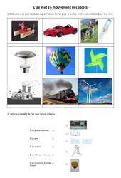 L'air met en mouvement des objets - Cm1 - Cm2 - Exercices - Sciences - Cycle 3 - PDF à imprimer
