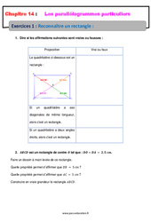 Reconnaître un rectangle - 4ème - Révisions - Exercices avec correction sur les parallélogrammes particuliers - PDF à imprimer