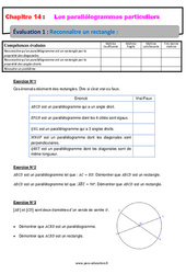 Reconnaître un rectangle - 4ème - Evaluation, bilan, contrôle avec la correction sur les parallélogrammes particuliers - PDF à imprimer