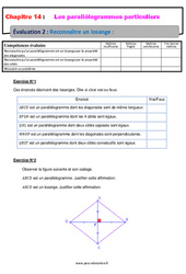 Reconnaître un losange - 4ème - Evaluation, bilan, contrôle avec la correction sur les parallélogrammes particuliers